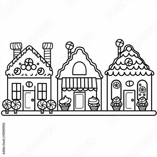 A gingerbread village with ...