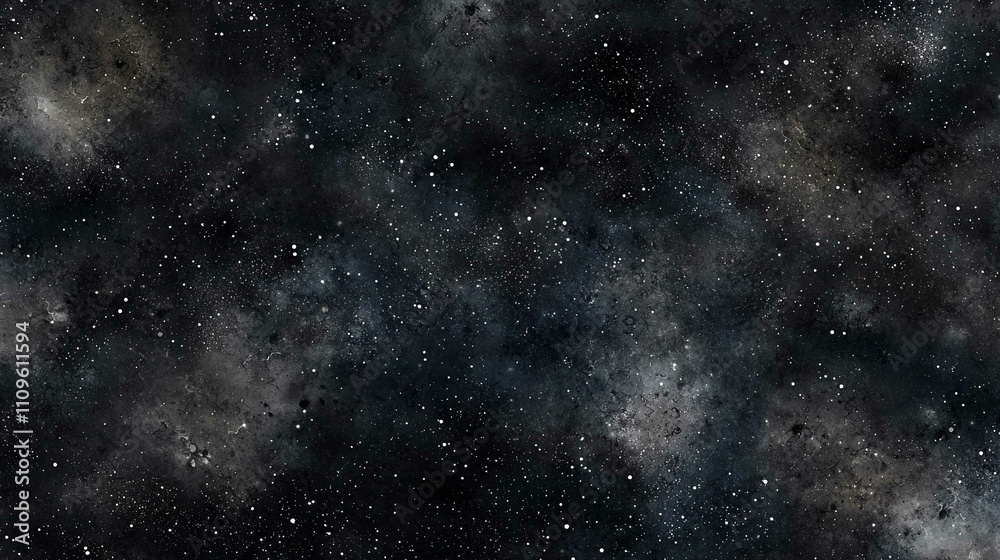 Obraz premium Cosmic Night Sky Illustration of Bright Stars and Nebula in Deep Blue Galaxy