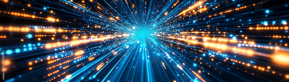 Colorful Light Rays Representing Fast Digital Data Transfer, Generative Ai
