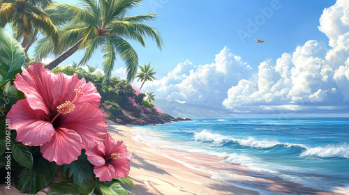 Tropical Scene Featuring Lu...