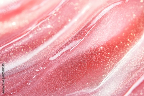 Photo of Fresh lip gloss smear of bright pink color. Background texture for backdrops or mapping