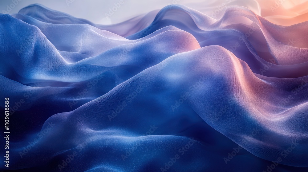 Dreamy waves of silk undulating in serene twilight hues of blue and purple Dreamy waves of silk undulating in serene twilight hues of blue and purple