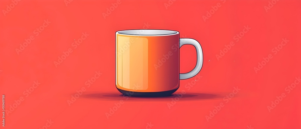 A vibrant orange mug against a bold red background, showcasing a minimalist design with a glossy finish. Perfect for brightening up your coffee or tea time. A vibrant orange mug against a bold red background, showcasing a minimalist design with a glossy finish. Perfect for brightening up your coffee or tea time.