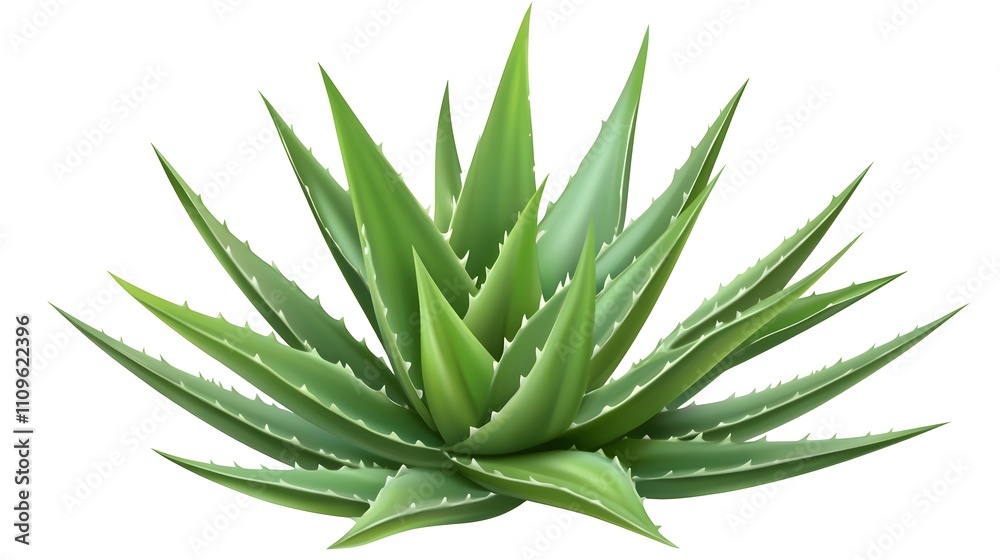 a close-up of a whole Aloe Vera plant on a white background a close-up of a whole Aloe Vera plant on a white background