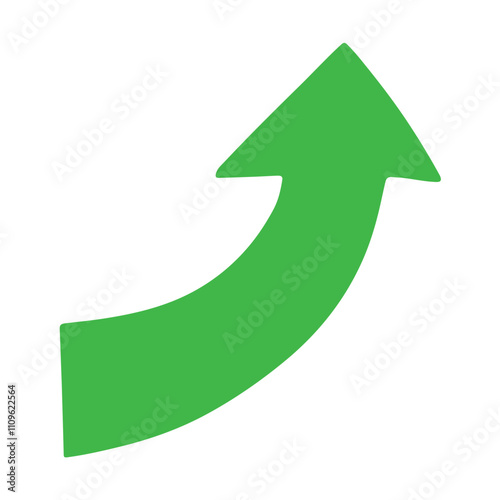 Green Upward Trending Arrow Growth Success Progress Symbol