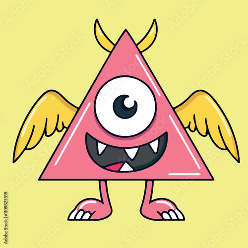 Happy Yellow Monster Cartoon Character Illustration
