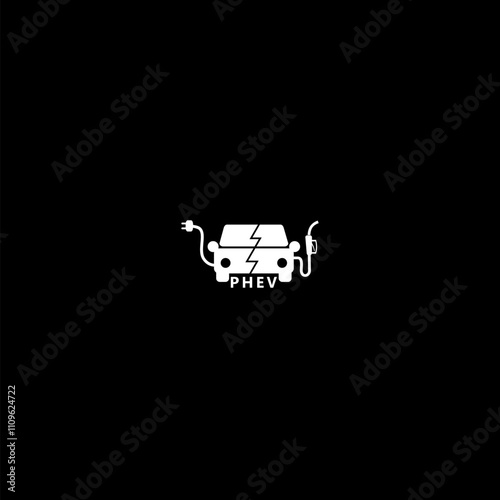 Plug in hybrid electric vehicles icon isolated on dark background