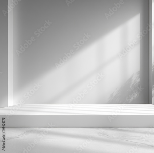 Minimalist interior space with soft shadows and elegant simplicity creating a calming environment