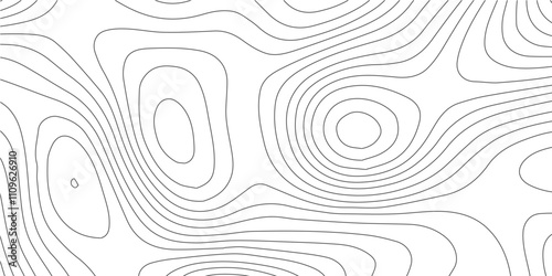 The black grey on white contours vector topography stylized height of the lines. The concept of a conditional geography scheme and the terrain path. Ultra wide. Map vector terrain Illustration.