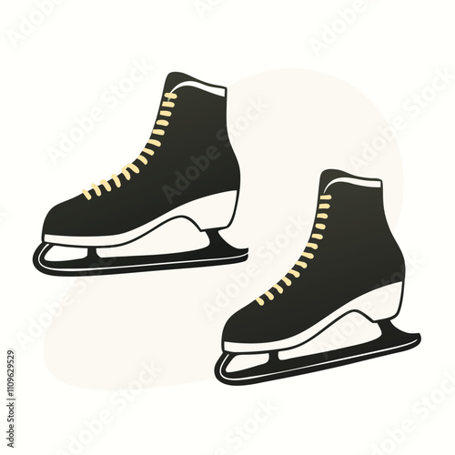 a black and white illustration of a pair of ice skates on a white background