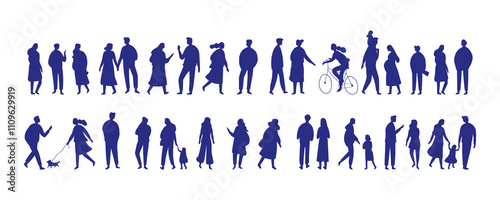 Vector people stylized silhouette bundle isolated on white background.