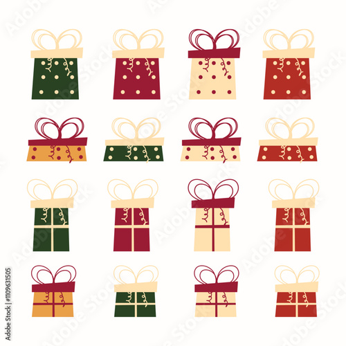 Gift box set vector illustration, Gift box icon set, Flat icon.