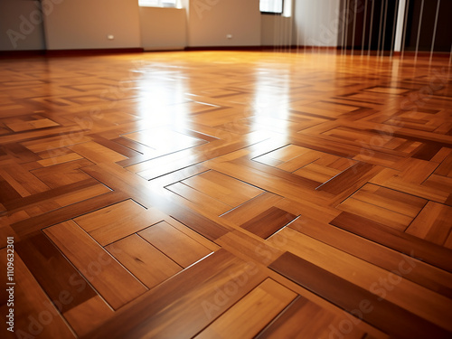 A smooth parquet floor in a hall for mini football activities