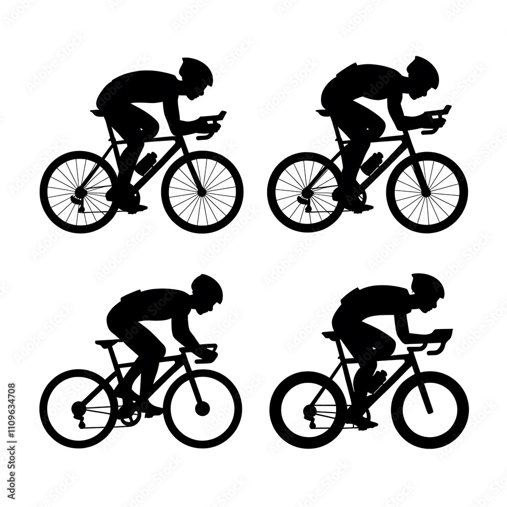 Obraz premium Silhouette icons of cycling sports road cycling
