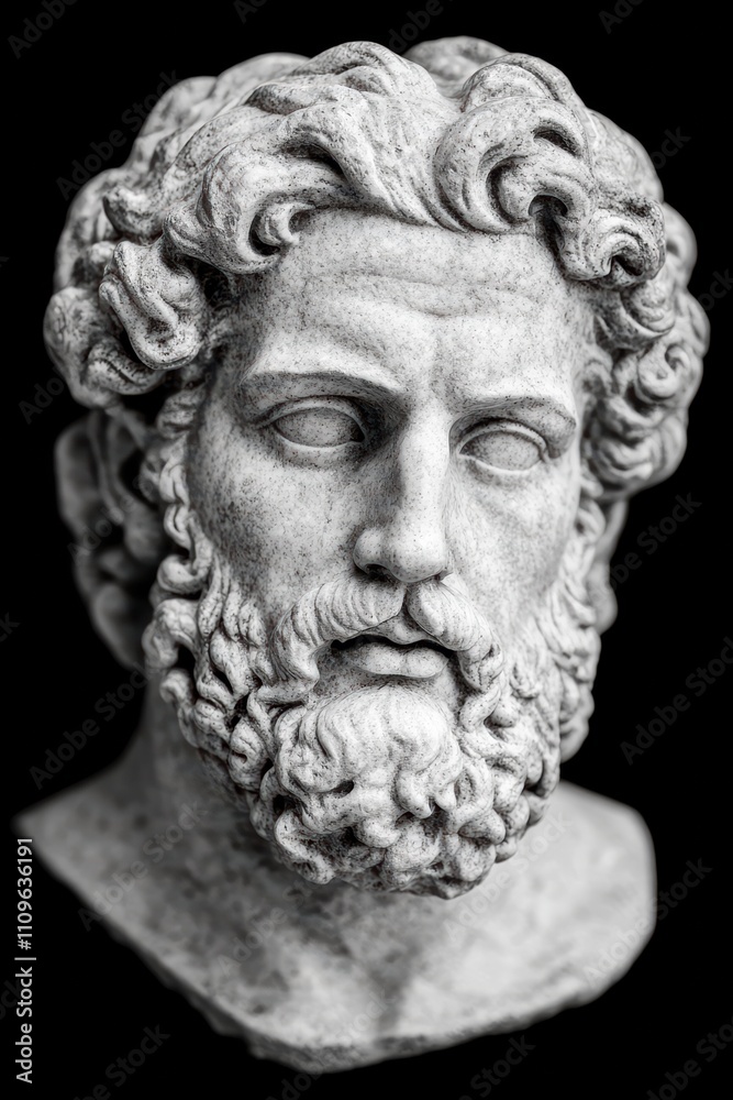 Fototapeta premium Detailed stone sculpture of an ancient greek philosopher