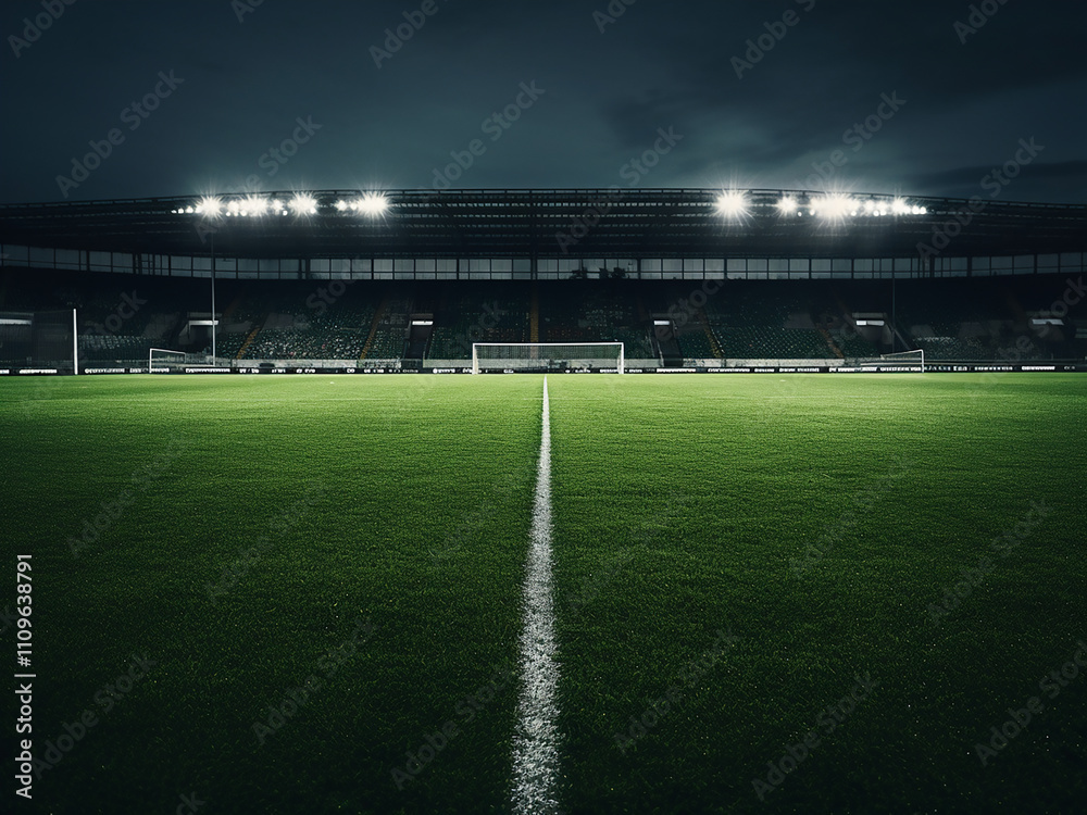 Fototapeta premium Constructed soccer field covered with durable artificial grass suitable for year-round play