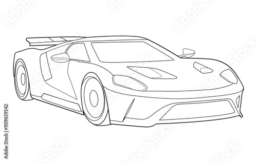 Outline car vector drawing concept design.Vehicle outline sketch illustration isolated on white background.car line art for coloring book.Car icon set.Transport symbol.Vector illustration.
