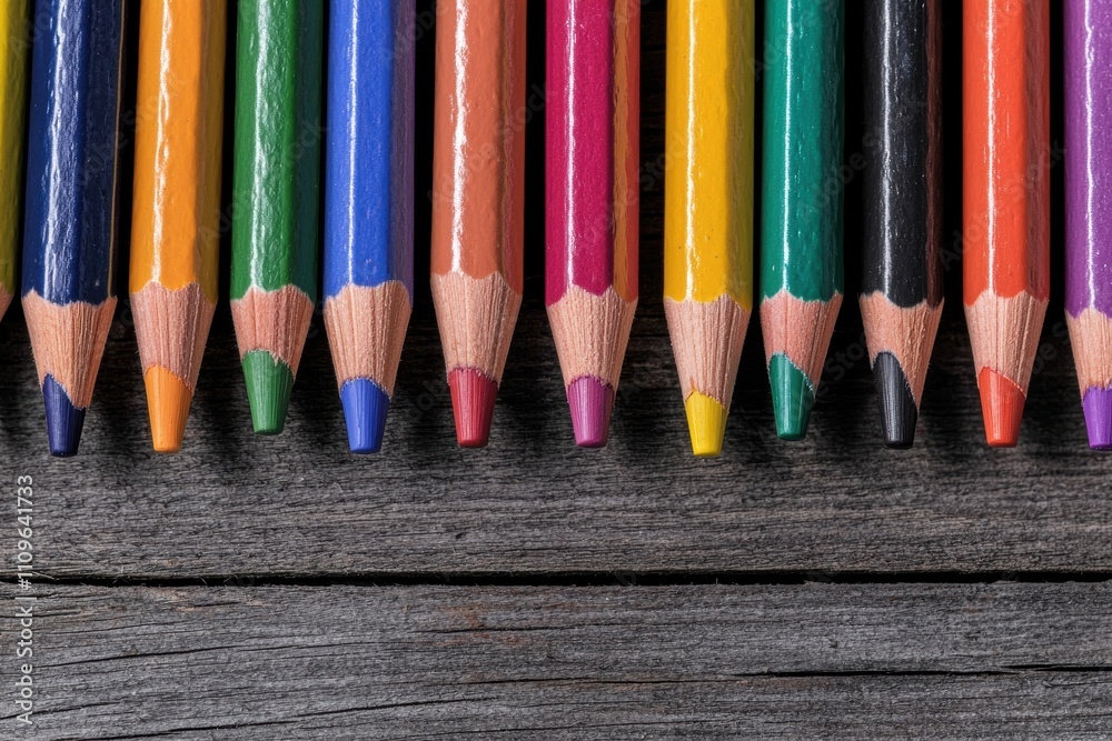 Colorful pencils on wooden background Colorful pencils on wooden background