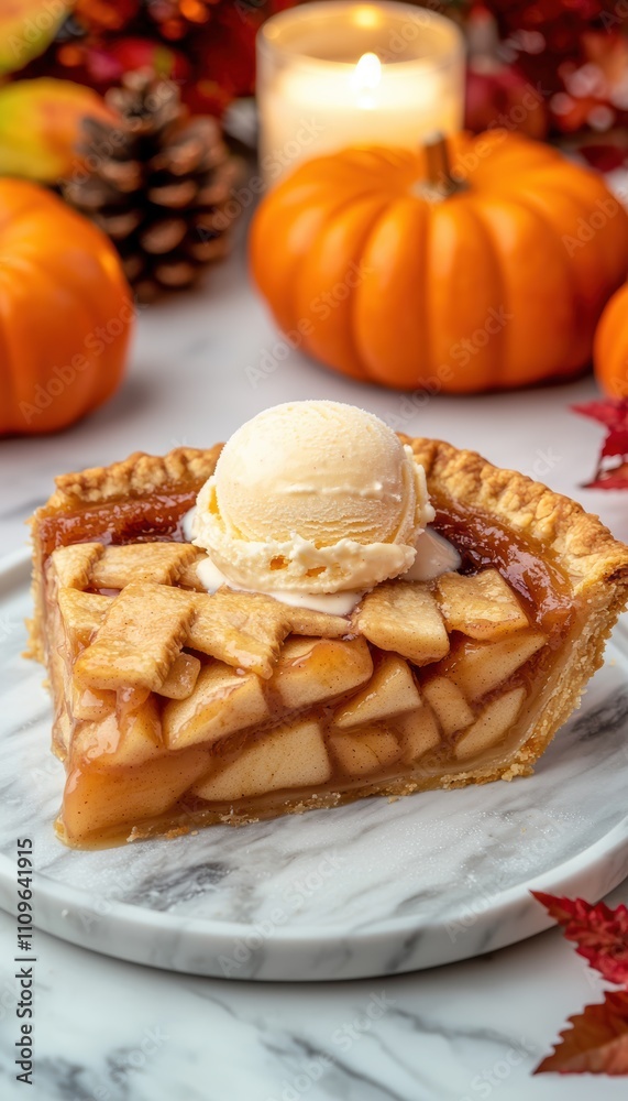 delicious homemade apple pie with ice cream