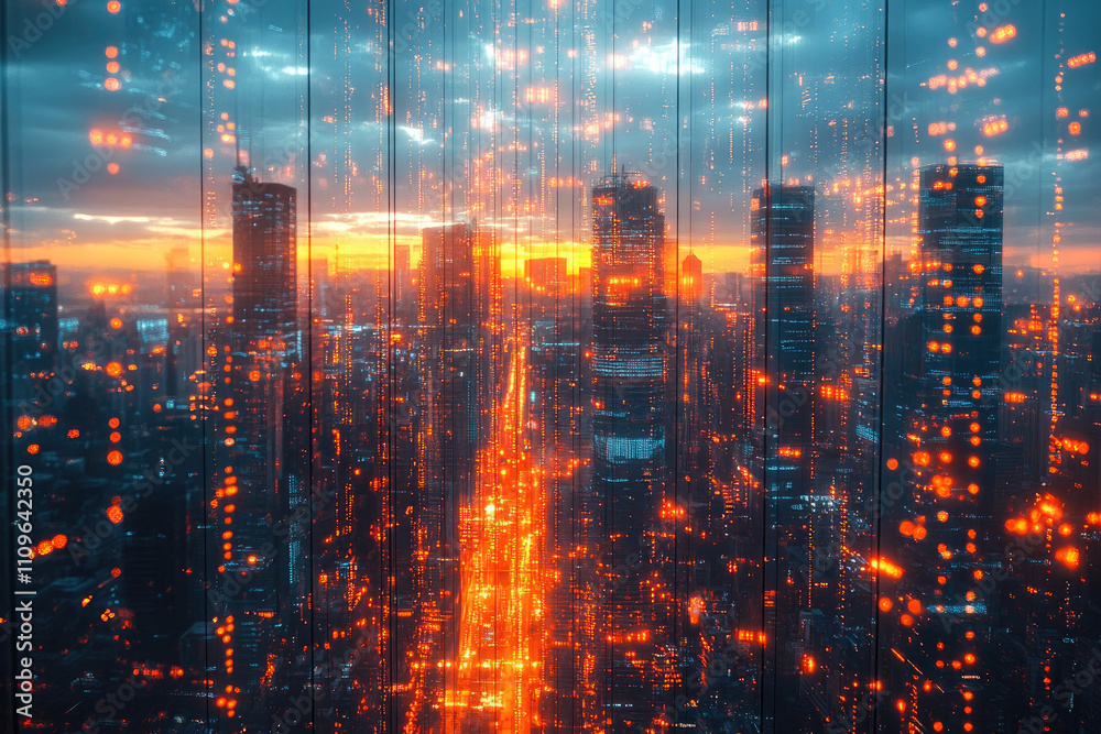 Fototapeta premium Illuminated Avenue at Dusk