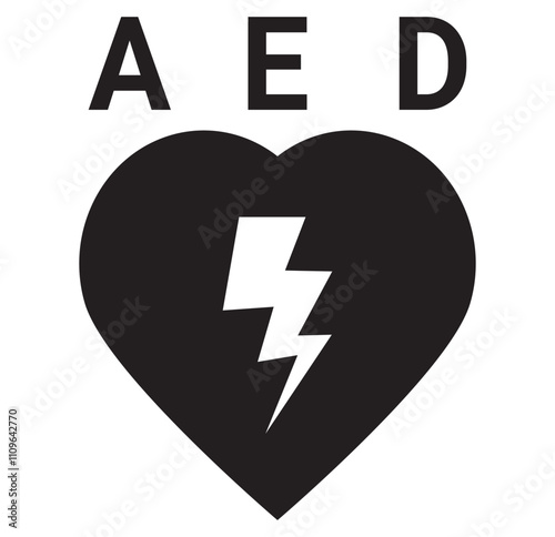 AED icon , paramedic icon vector. AED vector icon. Emergency defibrillator sign or icon. AED AID CPR. Vector red isolated icon CPR. EPS 10  photo