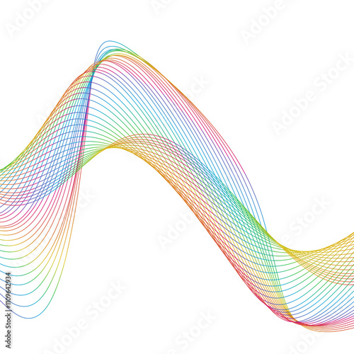 retro abstract wavy flowing lines in a rainbow of neon hues