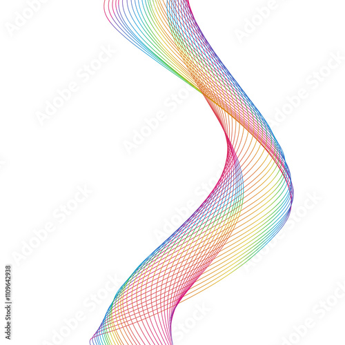 retro abstract wavy flowing lines in a rainbow of neon hues