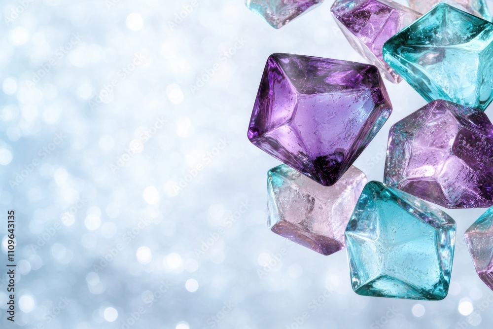 Sparkling Gemstone Crystals on Glittering Background Sparkling Gemstone Crystals on Glittering Background