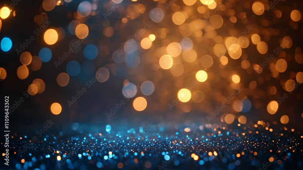 Blue and gold bokeh background