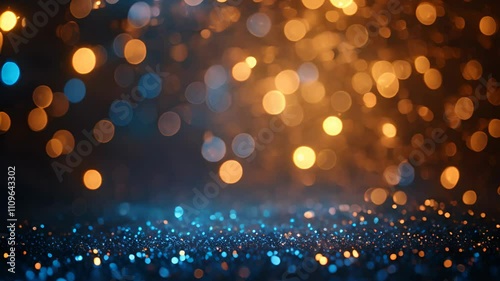Blue and gold bokeh background