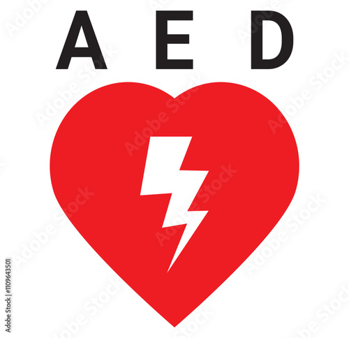 AED vector icon. Emergency defibrillator sign or icon. AED AID CPR. Vector red isolated icon CPR. EPS 10 