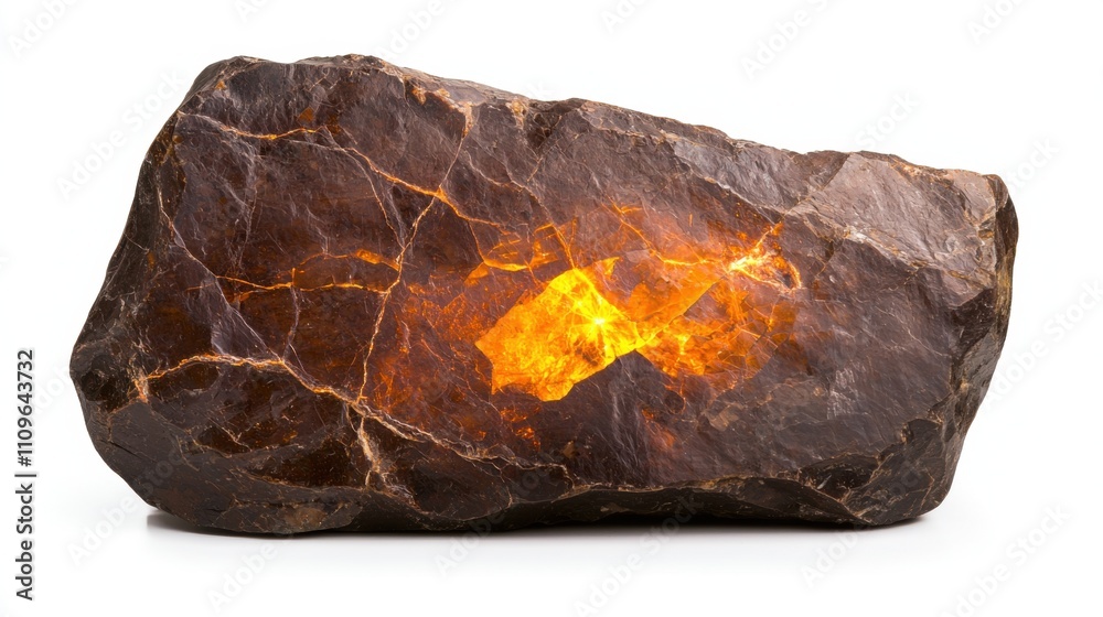 Glowing amber crystal rock Glowing amber crystal rock