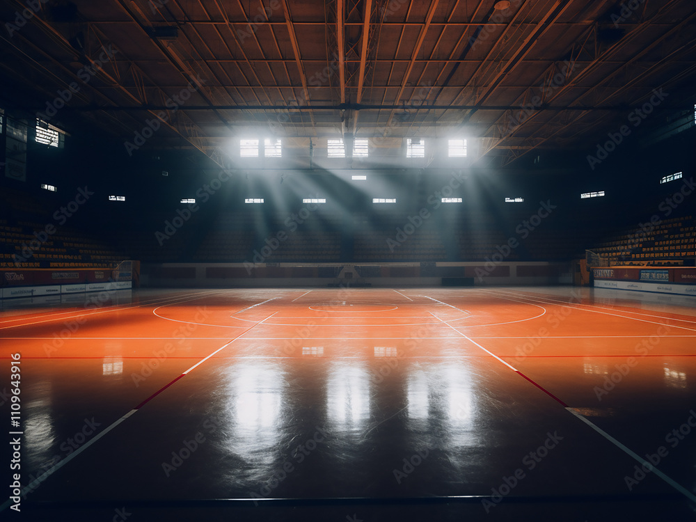 An old futsal court inside an indoor sports stadium An old futsal court inside an indoor sports stadium