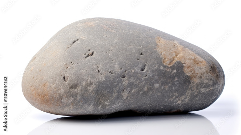 Smooth Gray River Rock on White Background Smooth Gray River Rock on White Background