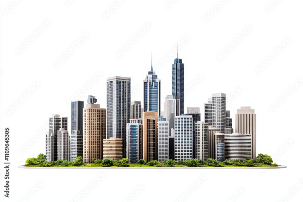 Modern city skyline with lush greenery in foreground, showcasing blend of contemporary architecture and nature. This vibrant scene highlights urban life harmoniously integrated with greenery Modern city skyline with lush greenery in foreground, showcasing blend of contemporary architecture and nature. This vibrant scene highlights urban life harmoniously integrated with greenery