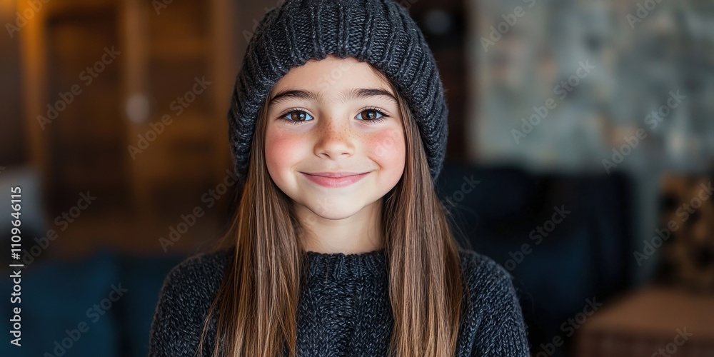Smiling young girl in winter clothing
