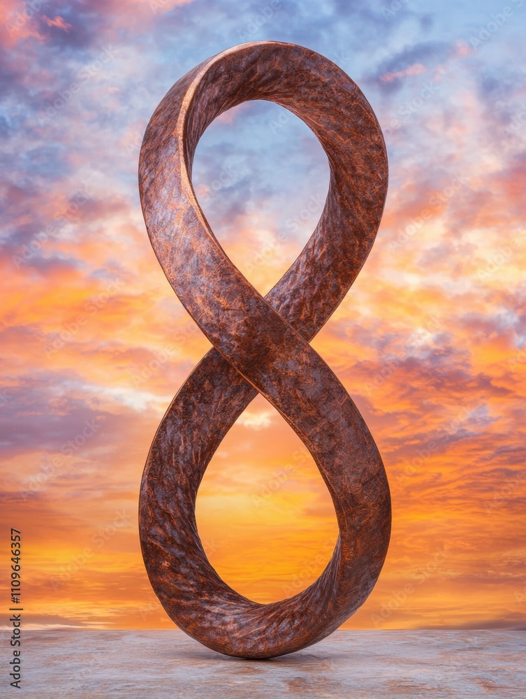 Artistic metal sculpture against sunset sky Artistic metal sculpture against sunset sky