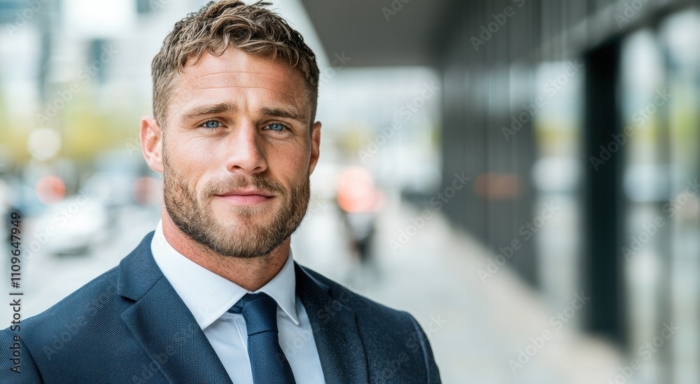 Confident businessman with blue eyes and beard Confident businessman with blue eyes and beard