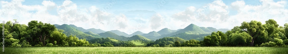 Scenic mountain landscape with lush green meadow Scenic mountain landscape with lush green meadow