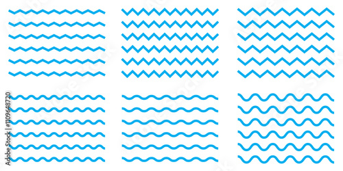 Wave line and wavy zigzag lines. Black underlines wavy curve zig zag line pattern in abstract style. Geometric decoration element. Vector illustration.