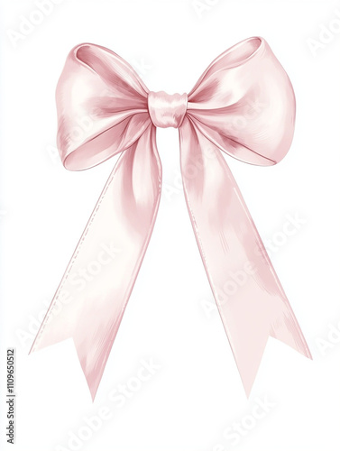 Simple and cute ribbon illustration, warm, muted palette of neutral tones of pale rose pink, uses soft pastel colors