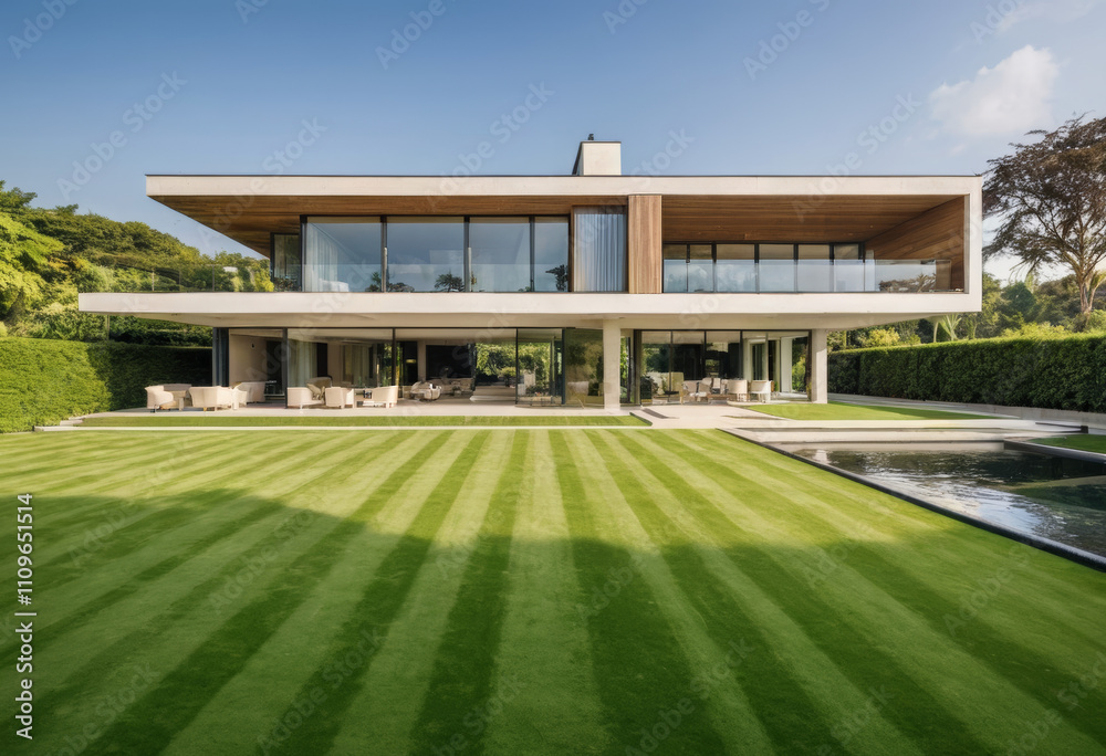 modern house with lawn modern house with lawn