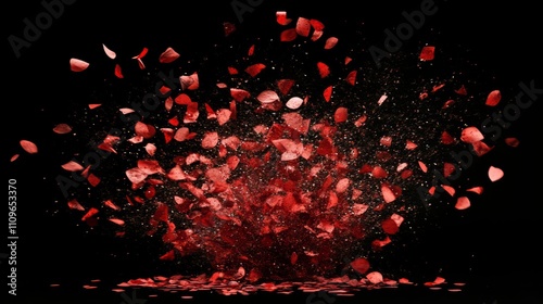 A Wave of Red Confetti Swirling in the Air
 photo