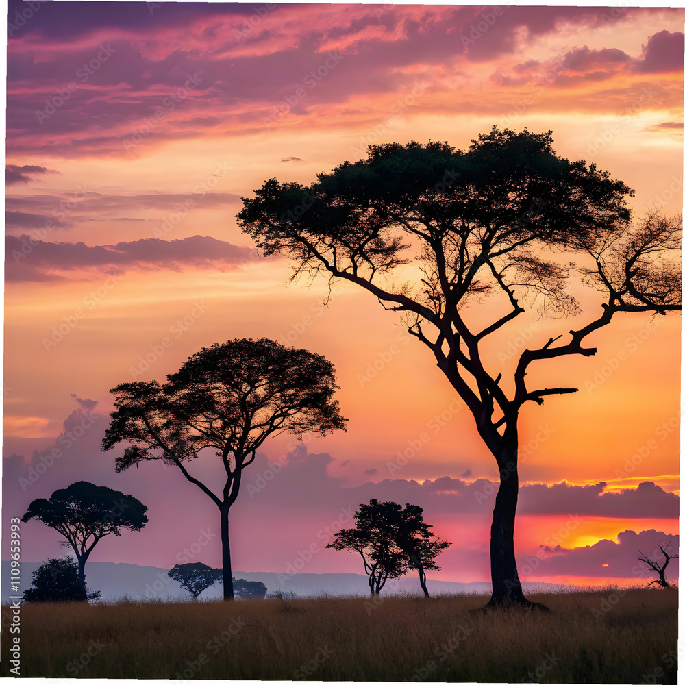 beautiful landscape image with trees silhouette at beautiful landscape image with trees silhouette at