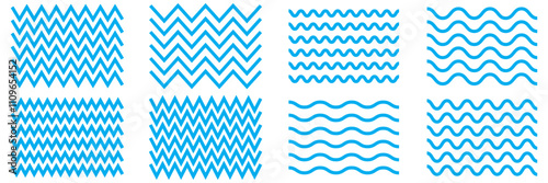 Wave line and wavy zigzag lines. Black underlines wavy curve zig zag line pattern in abstract style. Geometric decoration element. Vector illustration.