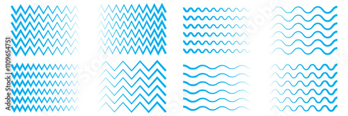 Wave line and wavy zigzag lines. Black underlines wavy curve zig zag line pattern in abstract style. Geometric decoration element. Vector illustration.