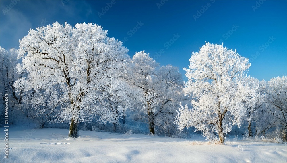 hoarfrost covered trees in a cold beautiful winter landscape hoarfrost covered trees in a cold beautiful winter landscape