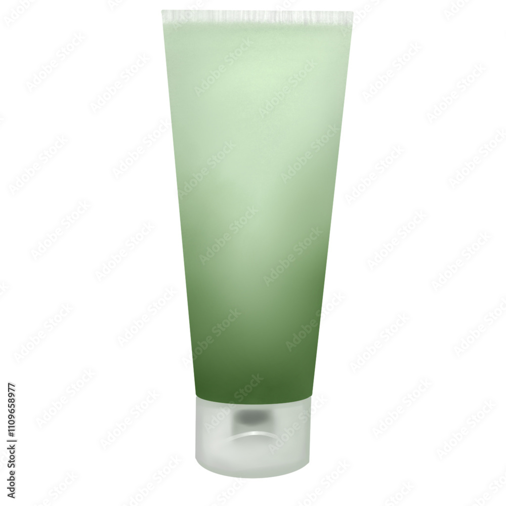 Green Tube of Facial Foam Cosmetic Bottle Green Tube of Facial Foam Cosmetic Bottle