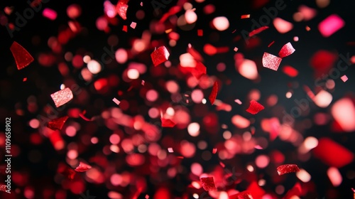 red confetti swirling and twirling in the air