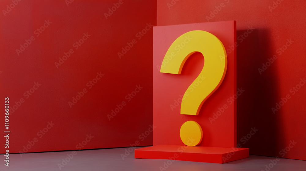 Red Yellow Question Mark 3D Render FAQ Inquiry Puzzle Concept Design Red Yellow Question Mark 3D Render FAQ Inquiry Puzzle Concept Design
